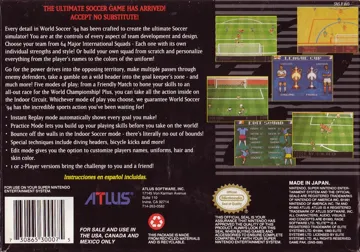 World Soccer 94 - Road to Glory (USA) box cover back